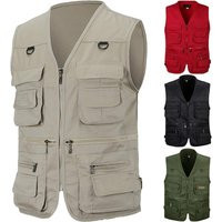 Mens Fishing Photography Multi-Pocket Vest Outdoor Tactical Mountaineering Sports Vest Solid Color Breathable Sleeveless Jacket | AliExpress (US)