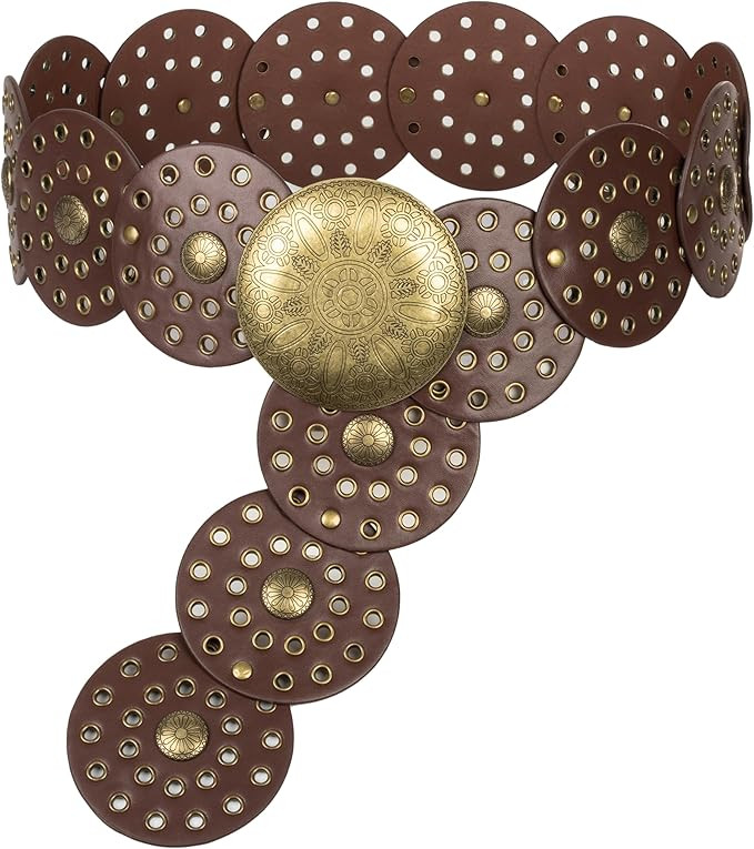 INOGIH Wide Vintage PU-Leather Western-Disc-Concho-Belt for Women - Boho Cowgirl-Belt for Dress J... | Amazon (US)