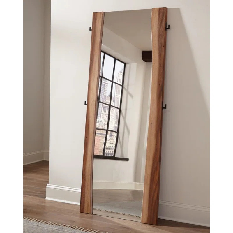 Frede Wood Rectangle Mirror with Hooks | Wayfair North America