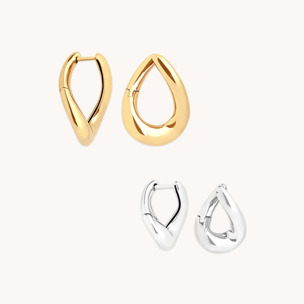 Molten Hoops Stacking Set in Mixed Metal | Astrid & Miyu UK
