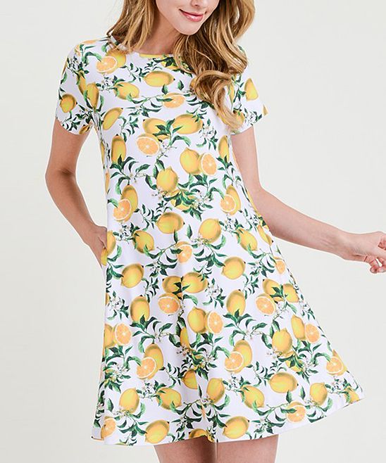 SBS Fashion Women's Casual Dresses White - White Lemon A-Line Dress - Women | Zulily