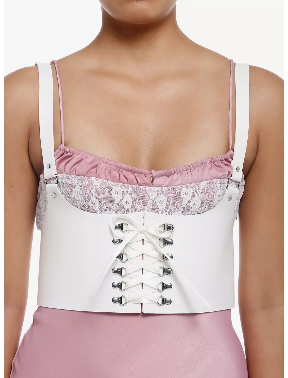 Ivory Lace-Up Buckle Harness | Hot Topic
