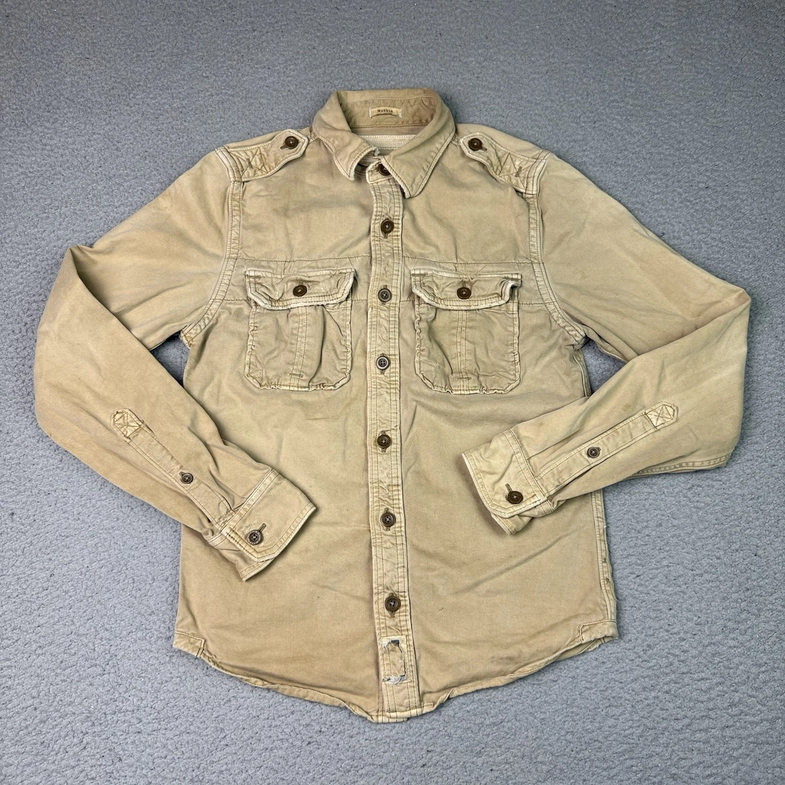 Vintage Abercrombie & Fitch Shirt Mens Small Brown Muscle Military Field Cotton | eBay | eBay US