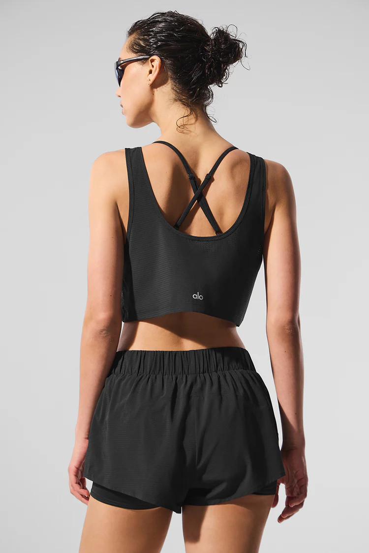 Cropped Sport Star Tank - Black | Alo Yoga (US)