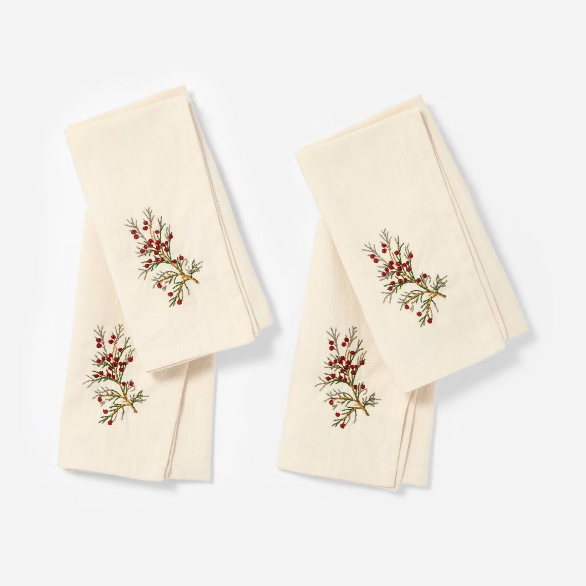 4pk Embroidered Wreath Cloth Napkins - Threshold™ designed with Studio McGee™ | Target