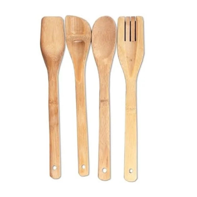 Handy Housewares 4-Piece Bamboo Kitchen Utensil Tools Set - Spatula, Spoons and Slotted Turner | Bed Bath & Beyond