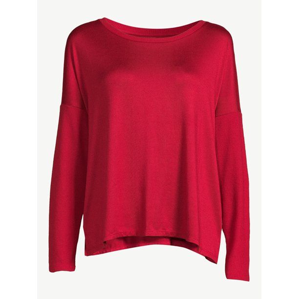 Joyspun Women's Long Sleeve Sleep Top, Sizes up to 3X - Walmart.com | Walmart (US)