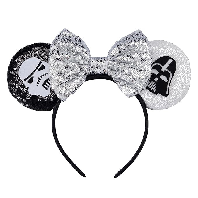 Mouse Ears Headband for Women Girls Boys, Sequin Ghost Mouse Ears with Bow, Sparkle Hair Accessor... | Amazon (US)