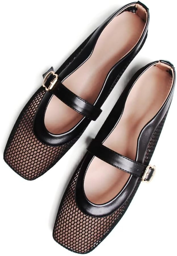 TN TANGNEST Leather Flats for Women Comfortable Square Toe Slip On Flats Soft Work Flats Retro Ma... | Amazon (US)