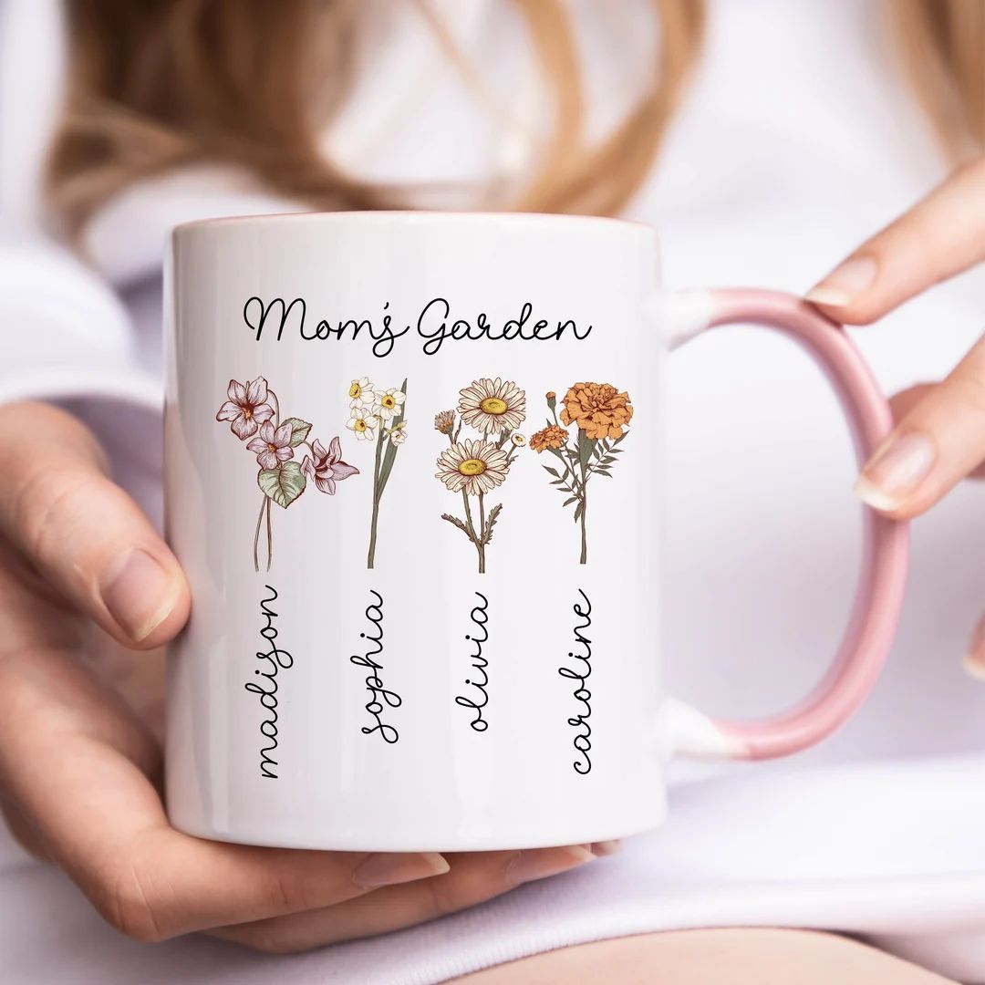 Mothers Day Gift, Custom Birth Month Birth Flower Mug, Mom's Garden Mug, Mom Birthday Gift, Mothe... | Etsy (US)