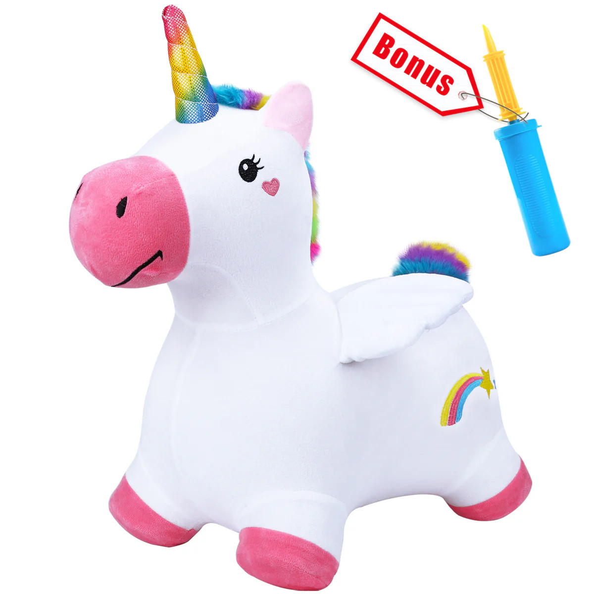 Unicorn Bouncy Pals Horse Plush Hopping Animal Toys | iPlay iLearn