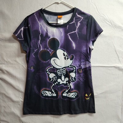 Disney Mickey Mouse Skeleton Purple Night Halloween Theme Shirt Jr Xl | eBay US