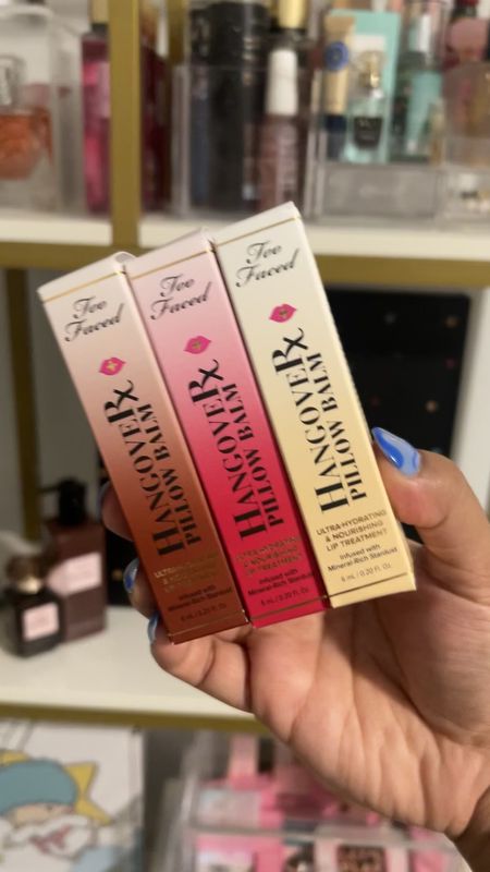 NEW scents, samr amazing formula 

Too Faced Hangover Pillow Lip Balm 