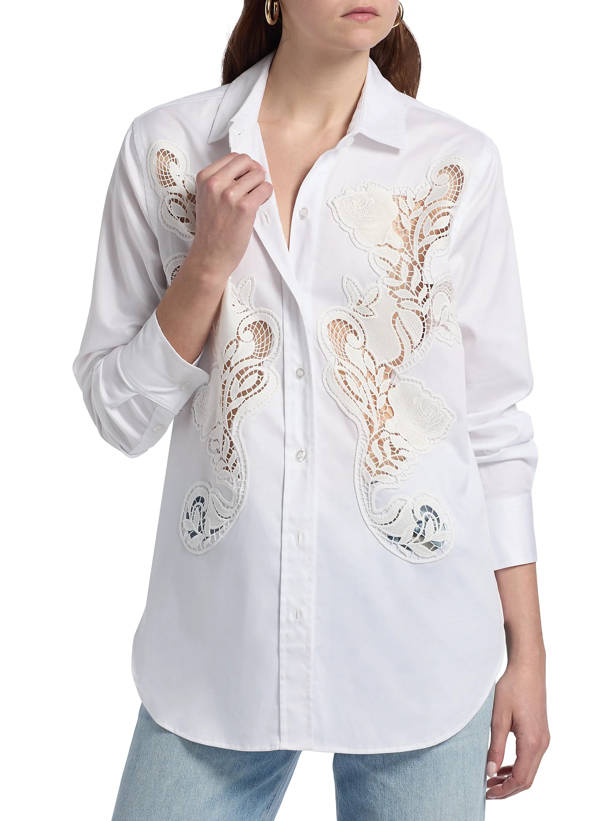 Bruno Lace Poplin Button-Up Shirt | Saks Fifth Avenue