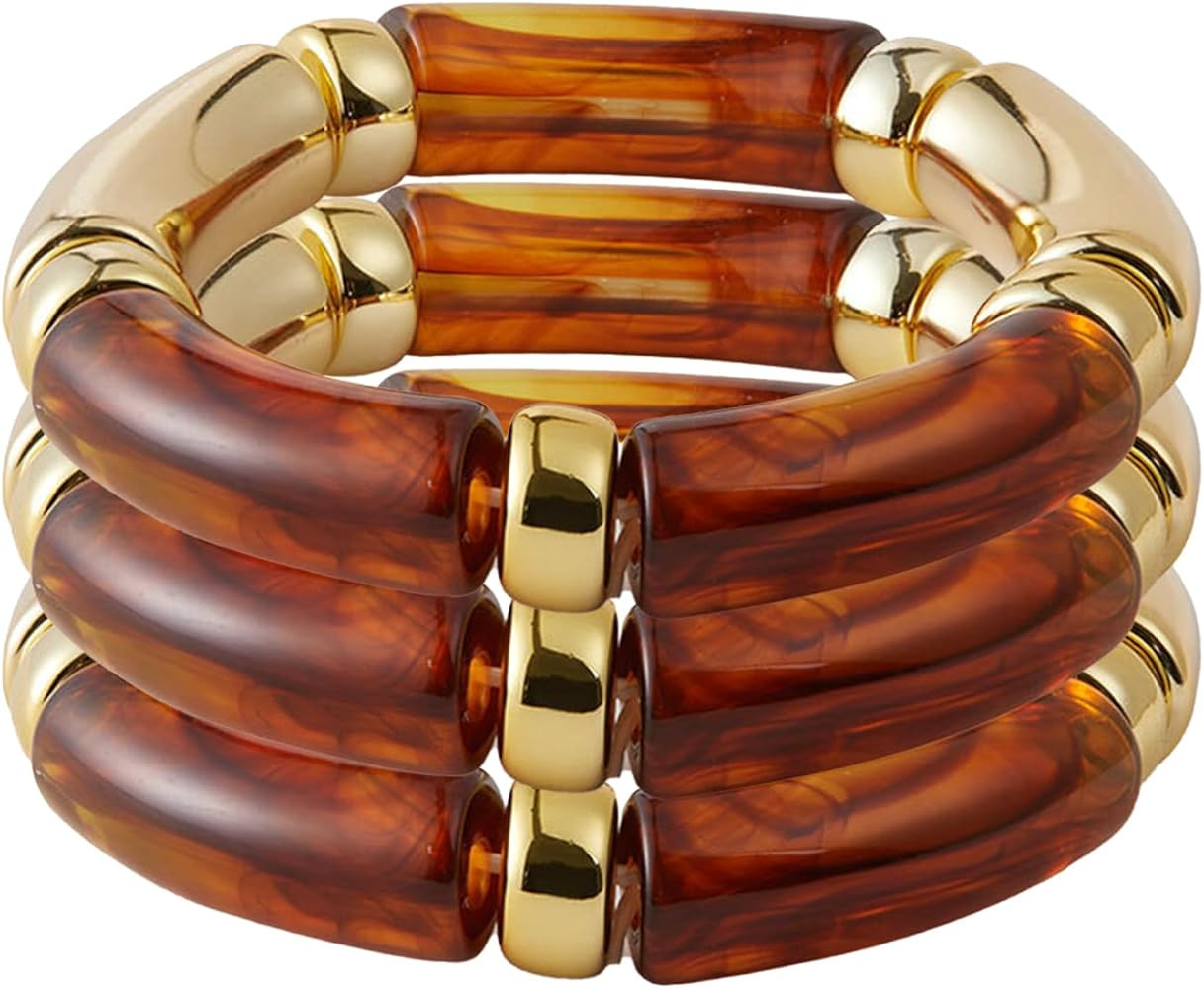 KOLODOGO 3PCS Chunky Bangles Bracelets for Women Stackable Chunky Bracelets Acrylic Bamboo Bracel... | Amazon (US)