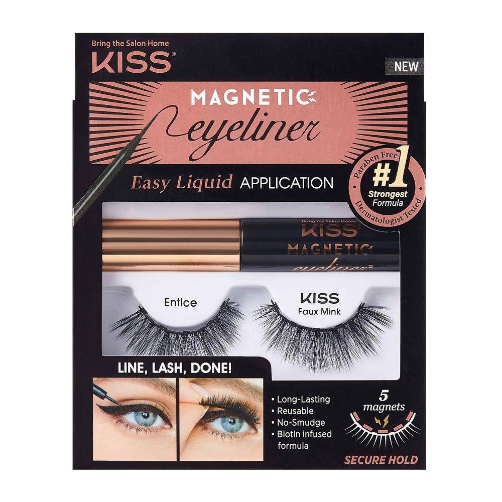 Kiss Magnetic Eyeliner & Fake Eyelashes Kit - Entice - 1 Pair | Target