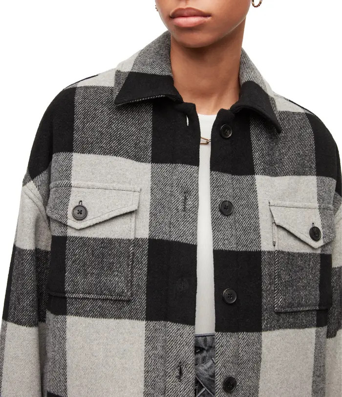 AllSaints Luella Check Oversize Shirt Jacket | Nordstrom | Nordstrom