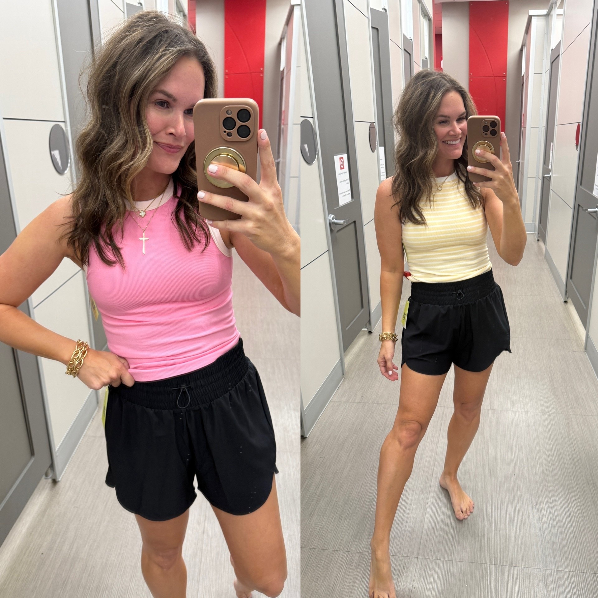 These new target tanks have built in padding- ribbed and so many cutie summery patterns can wear regular too! Shorts are also target high rise, lined and great length. In my normal size in both ✨ #target #targetfashion #activewear 

#LTKActive #LTKgrwm #LTKSaleAlert