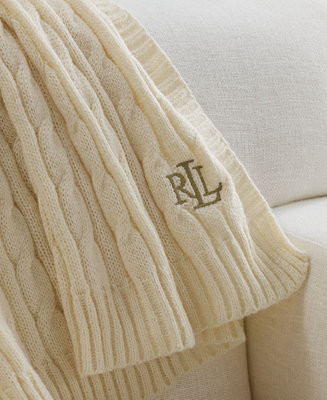 Lauren Ralph Lauren Jamie Cable-Knit Throw, 50 | Macy's