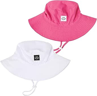 Baby Adjustable Sun Hat,Newborn Toddler Kids Foldable Beach Hat UPF 50+ Sun Protection Bucket Hat... | Amazon (US)