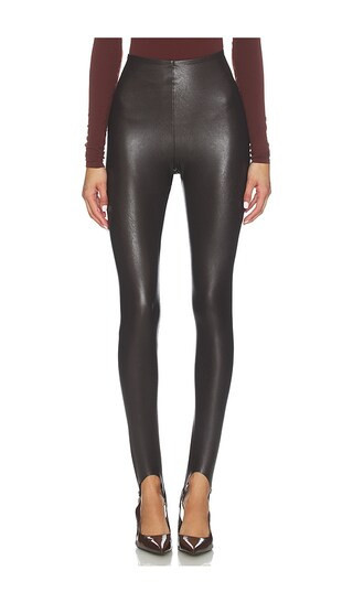 Commando Faux Leather Stirrup Legging in Brown. - size L | Revolve Clothing (Global)