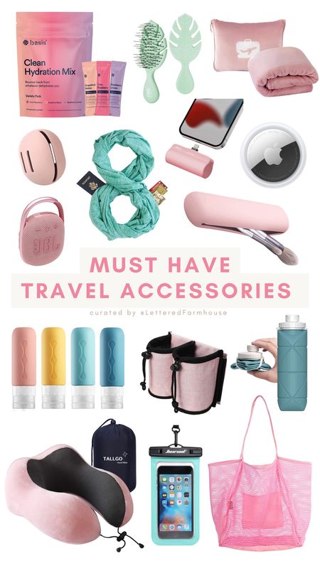 MUST HAVE TRAVEL ACCESSORIES // WHAT TO PACK FOR VACATION // TRAVEL NECESSITIES // CARRY-ON BAG 

Mini portable Bluetooth speaker  / makeup sponge protector / travel scarf / travel blanket / luggage drink holder / suitcase drink holder / underwater cover for phone / travel sized containers / beach bag / mesh bag / hydration powder / electrolyte powder / hair detangler / wet brush / backup phone charger / extra power pack / apple air tag / collapsible water bottle / neck pillow  

#LTKfamily #LTKtravel #LTKswim