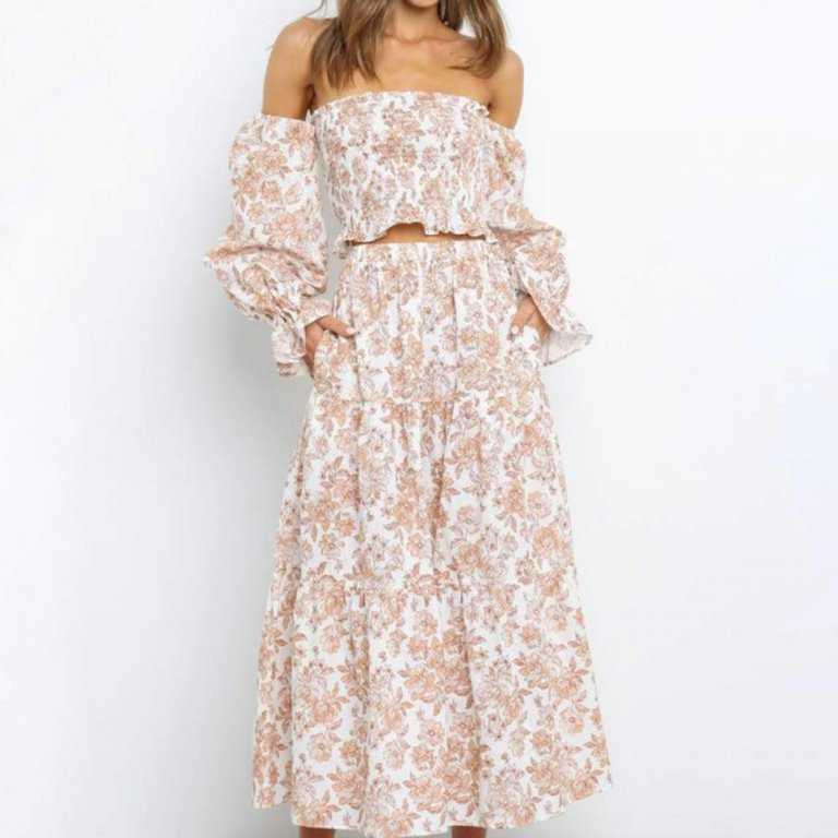 Women's Floral Crop Top Maxi Skirt Set 2 Piece Outfit Dress - Walmart.com | Walmart (US)