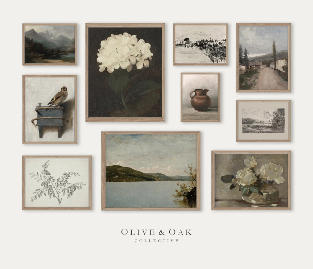 Moody Vintage Art Set / Gallery Wall Set / French Country Decor / Downloadable Art Prints / Set o... | Etsy (US)