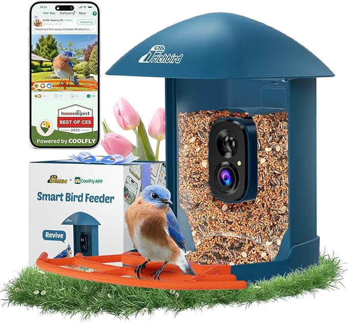 Smart Bird Feeder with Camera, 2K HD Birdwatching Camera with AI Identify Bird Species & Solar Pa... | Amazon (US)