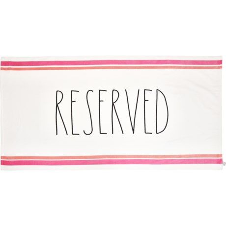 Rae Dunn “Reserved” Beach Towel - 36x38", White-Pink | Sierra