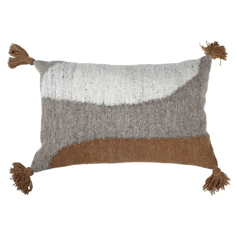 Brown Circle Abstract Woven Wool Throw Pillow, 13x21 | At Home