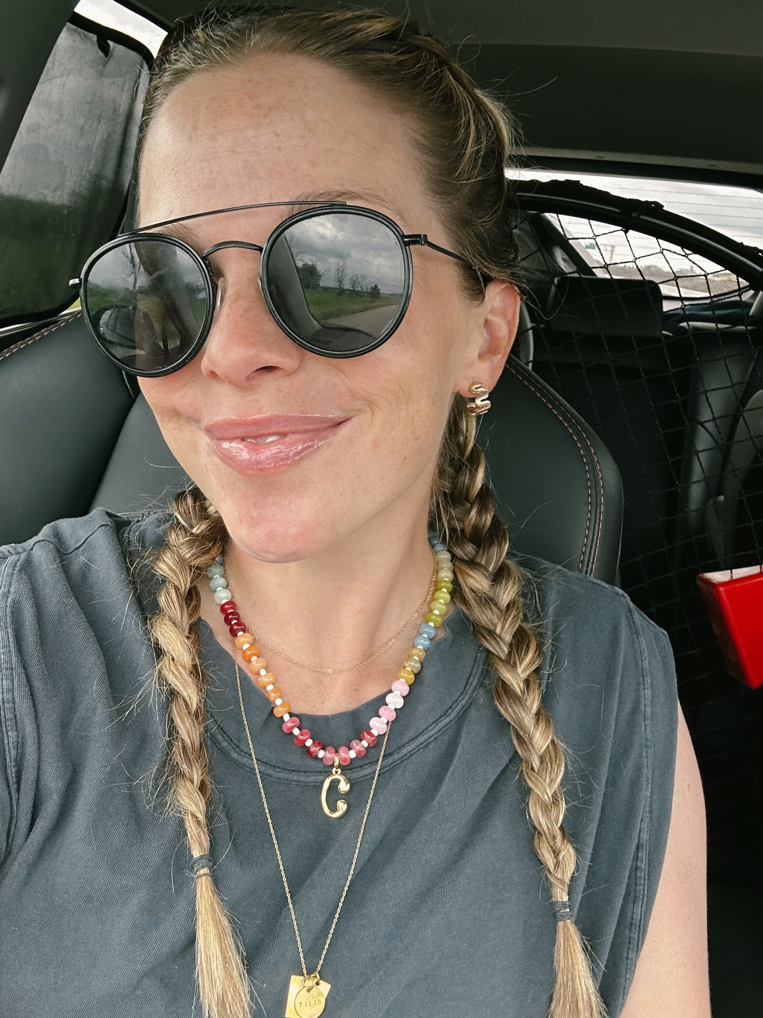 I’ve been wanting one of these beaded necklaces and found this one on amazon! The quality is sooo good! I’m so impressed! Glasses and other necklace linked too!