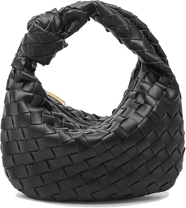 Amazon.com: BESTONE Women Knotted Woven Handbag Pu Leather Dumpling Bags Ladies Hobo Shoulder Bag... | Amazon (US)