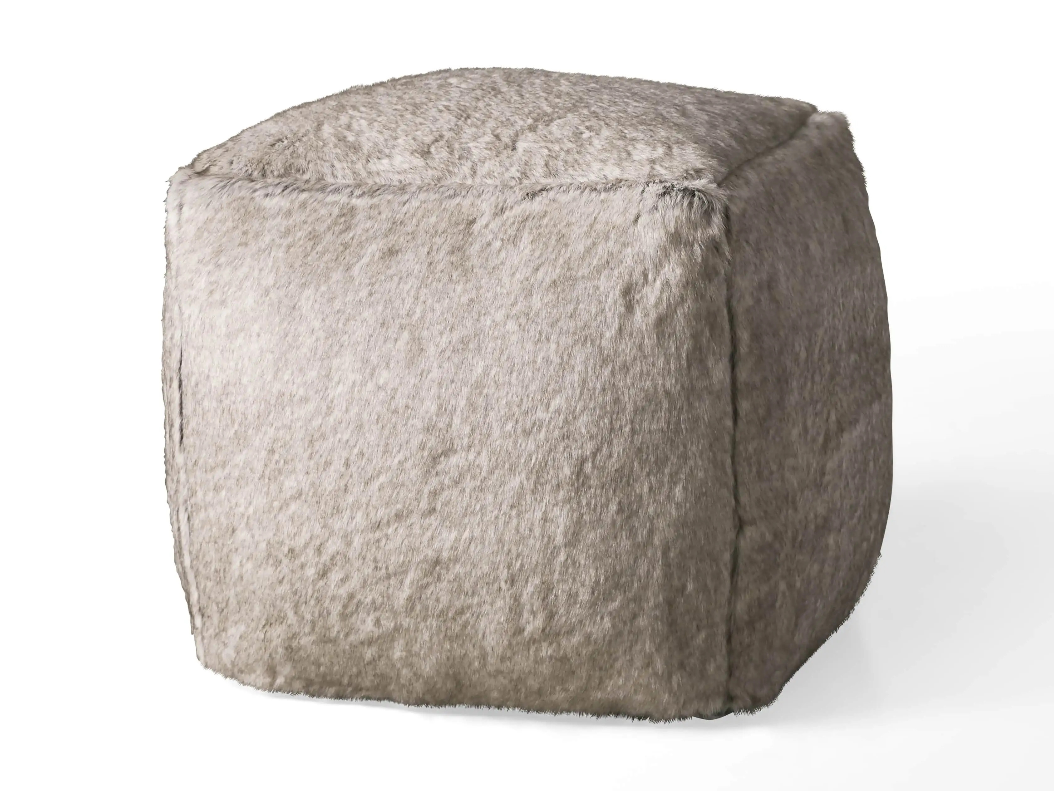 Faux Fur Wolf Pouf | Arhaus