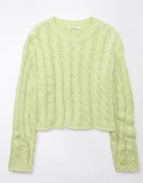 AE Cropped Cable-Knit Sweater | American Eagle Outfitters (US & CA)