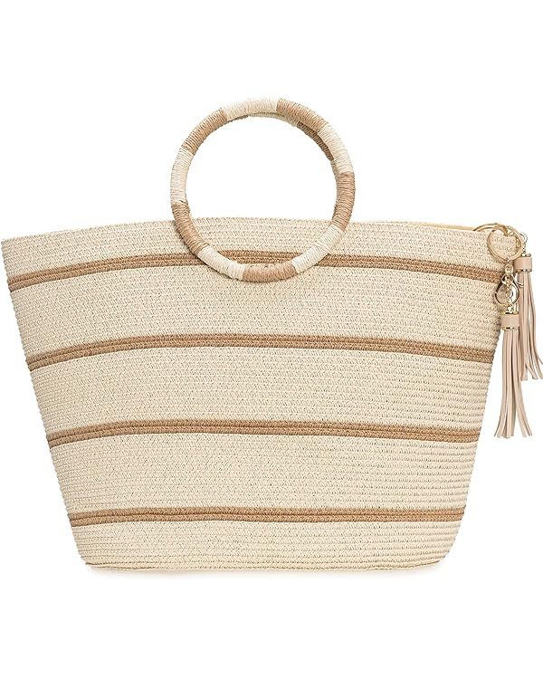 Beach Bags for Women Straw Tote Bag Summer Beach Bag Large Woven Straw Bag for Beach Vacation Hol... | Amazon (US)
