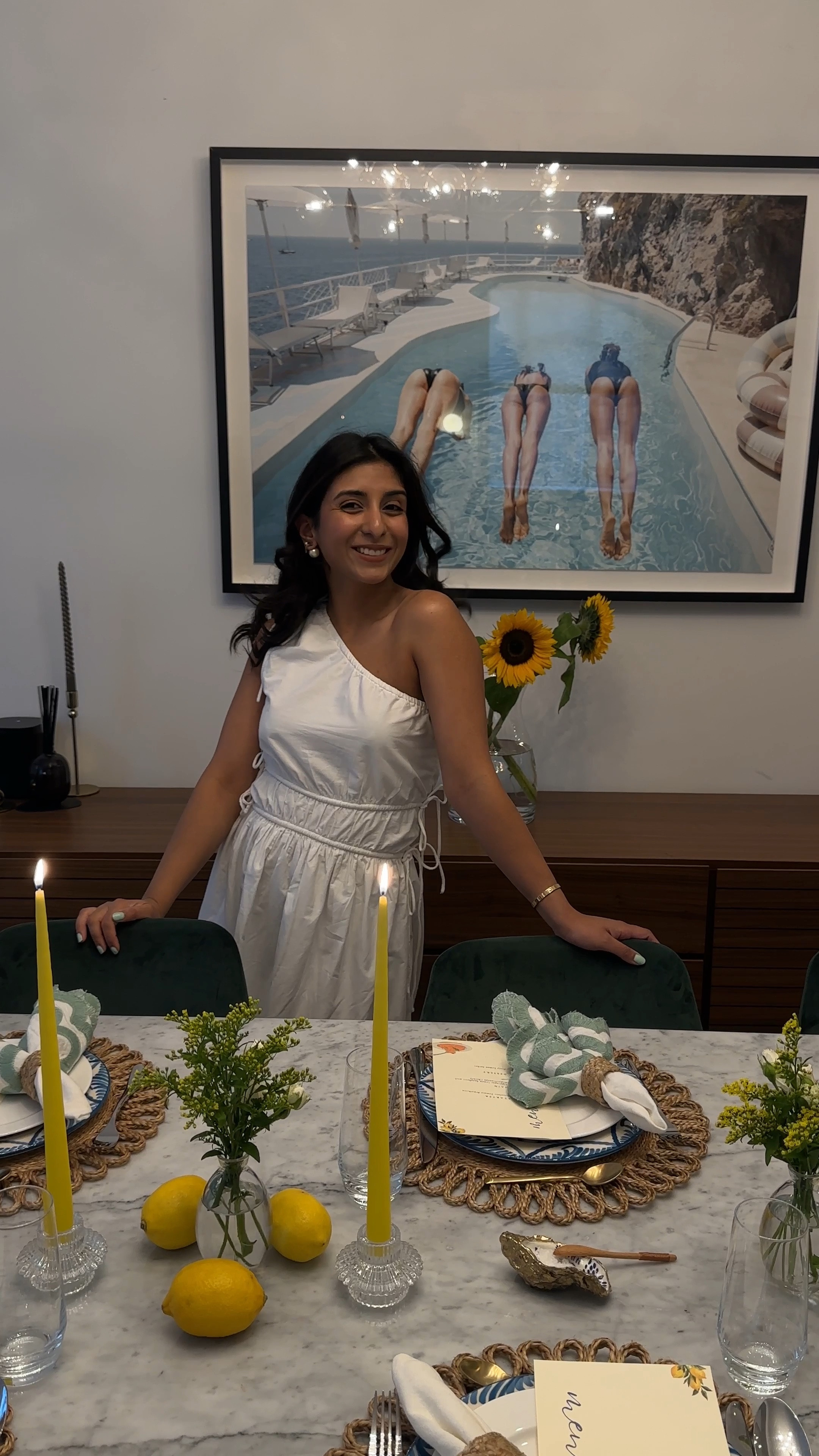 Table setting, tablescaping, home inspo, dining room, Mediterranean style, side plates, raffia mats, placemats, napkins, painted plates, clear vase, mini vases, white dress, tie waist dress, one shoulder dress, French Connection, Faithfull the Brand, Anthropologie, H&M, Dunelm, The White Company, M&S

#LTKSeasonal #LTKeurope #LTKhome