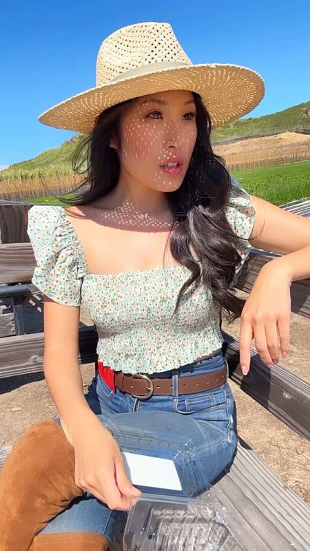 Strawberry picking style! 

I recently went on a farm tour and went strawberry picking! It was so fun! I wore my straw hat for some heat protection and a floral mint green top for spring!! 

#LTKSeasonal