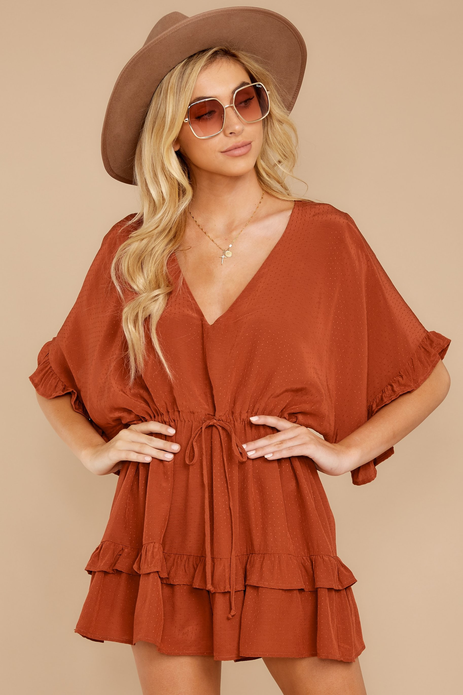 Effortless Appeal Rust Orange Romper | Red Dress 