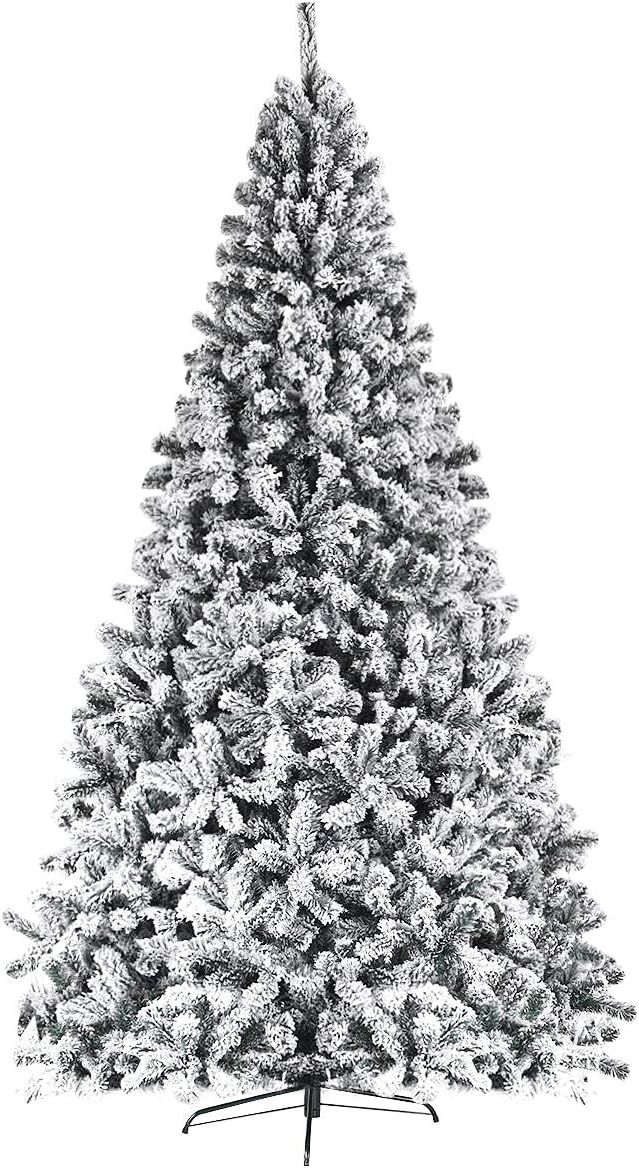 Goplus 9FT Artificial Christmas Tree, Snow Flocked Hinged Pine Tree, Premium PVC Needles/ Solid M... | Amazon (US)