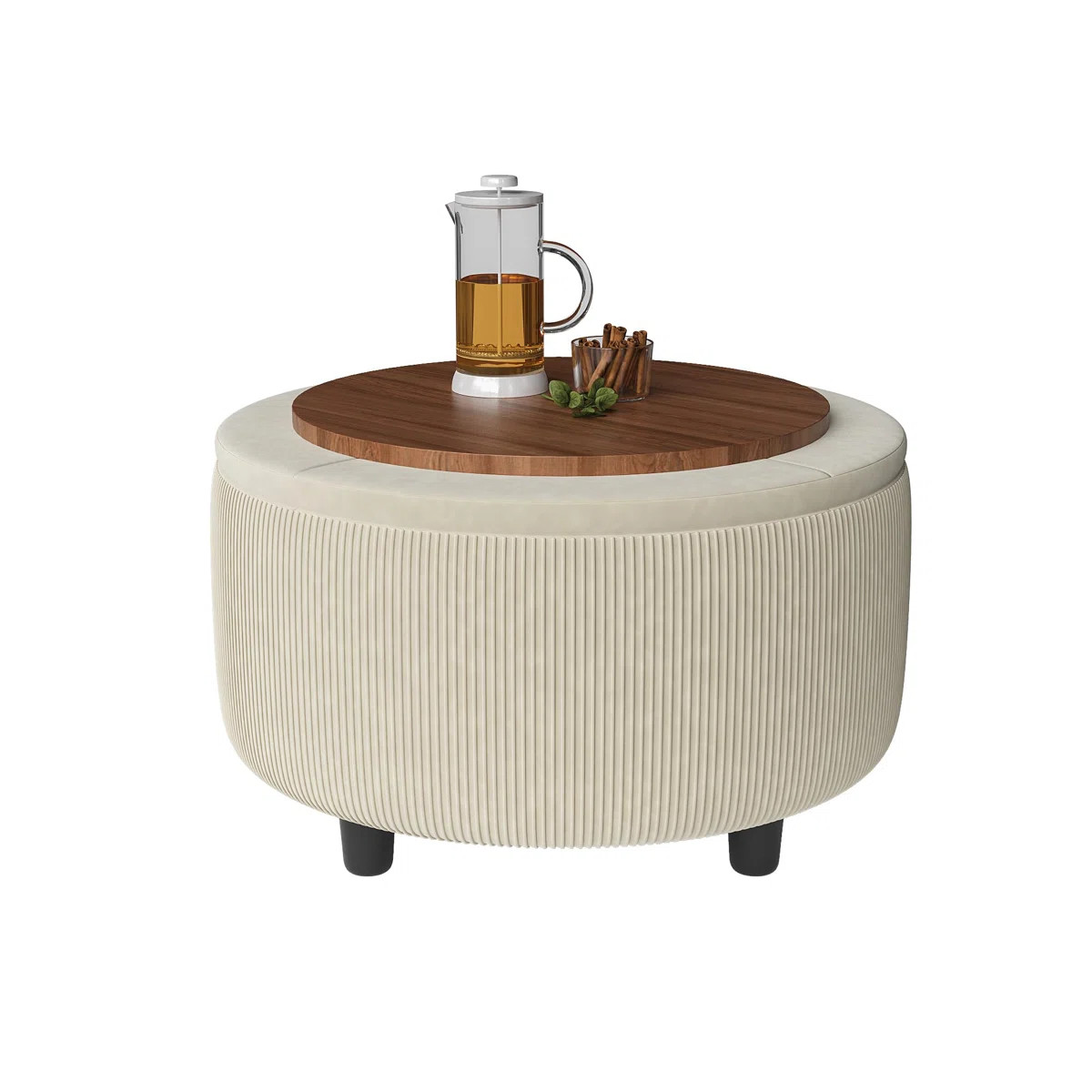 30Inch Round Storage Ottoman With Hidden Storage | Wayfair North America