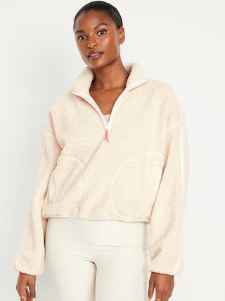 Cropped Sherpa 1/4-Zip Pullover for Women | Old Navy (US)