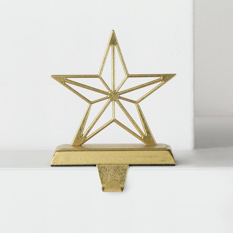 Metal Geo 5pt Star Christmas Stocking Holder Gold - Wondershop™ | Target