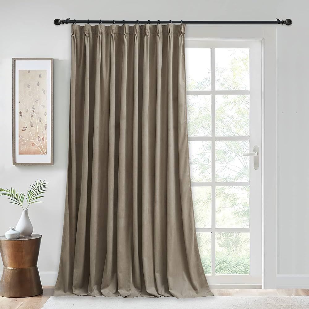 StangH Camel Beige Pleated Velvet Curtains - 108 inches Long Luxury Home Window Treatment Room Da... | Amazon (US)