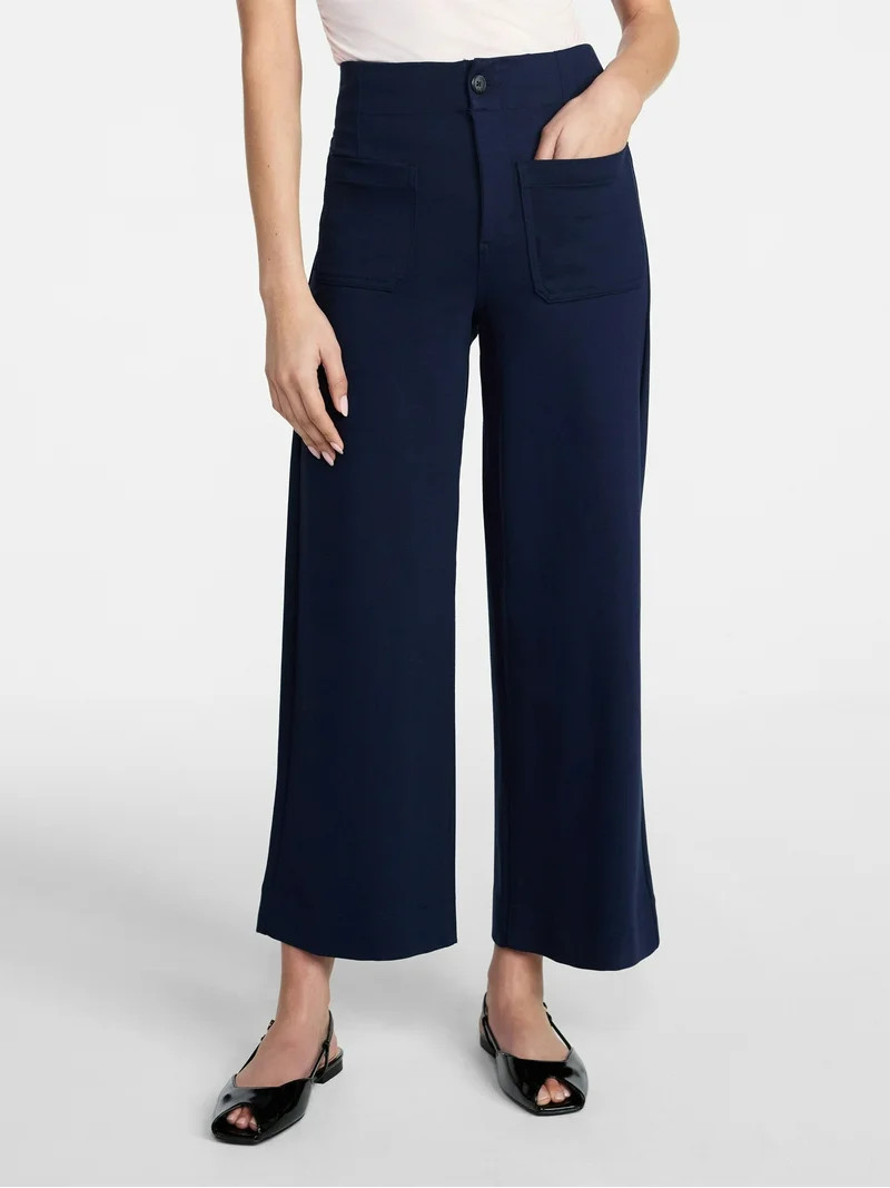 Time and Tru Women's Ponte Knit Patch Pocket Pants, 28" Inseam, Sizes 0-20 | Walmart (US)