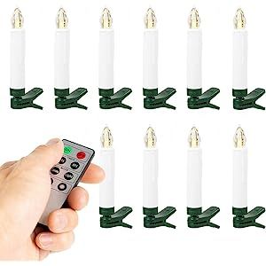 WYZworks 10 Pack 3.5" Battery Operated Flameless Flickering Taper Candles with Timer Remote Contr... | Amazon (US)