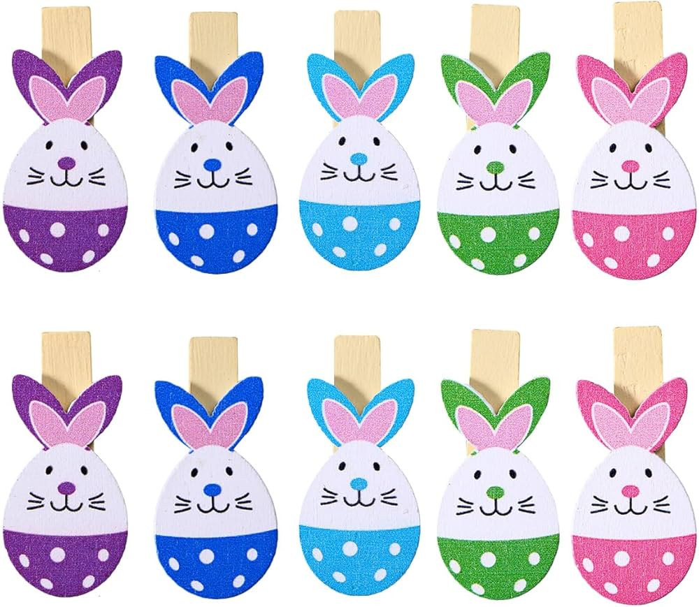 Zerodeko 10pcs Easter Crafts Bunny Clothespin Mini Clothespins Clothes Pin Easter Pegs Easter Orn... | Amazon (US)