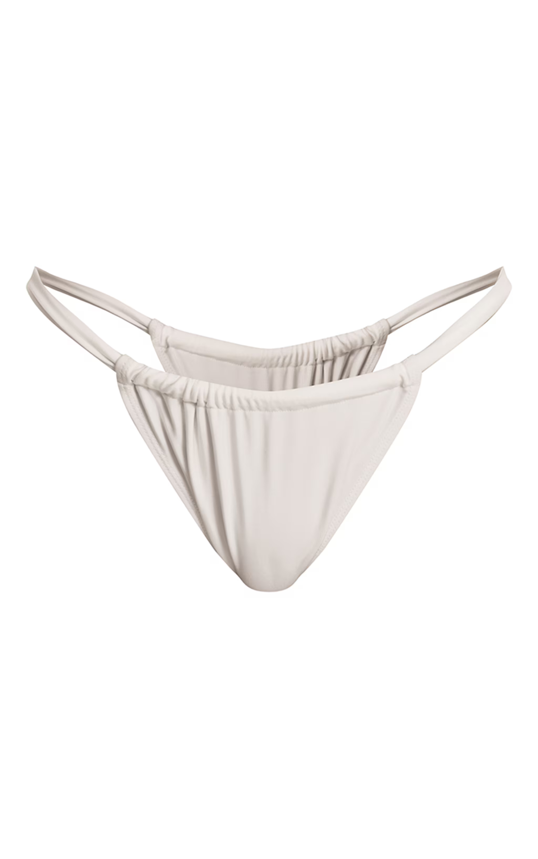 Cream Ruched Tanga Bikini Bottoms | Swimwear | PrettyLittleThing UK