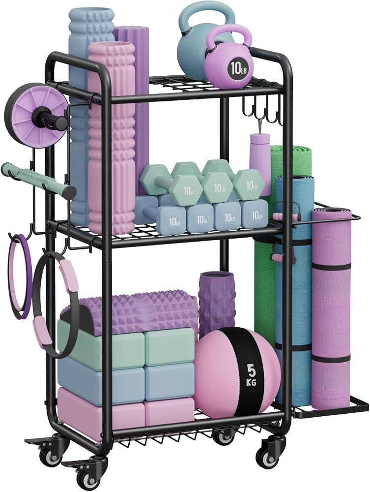 Multi-Functional Home Gym Storage Rack - Yoga Mat Storage Rack, Dumbbell Weight Rack & Workout Eq... | Amazon (US)