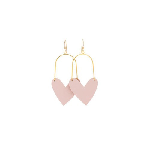 Sweetheart Hoop Desert Pink Leather Earrings | Nickel and Suede